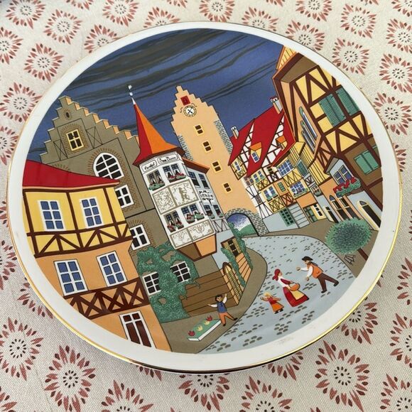 Schmidt Porcelain Plate Decorative Village Scene Leart - Picture 2 of 10
